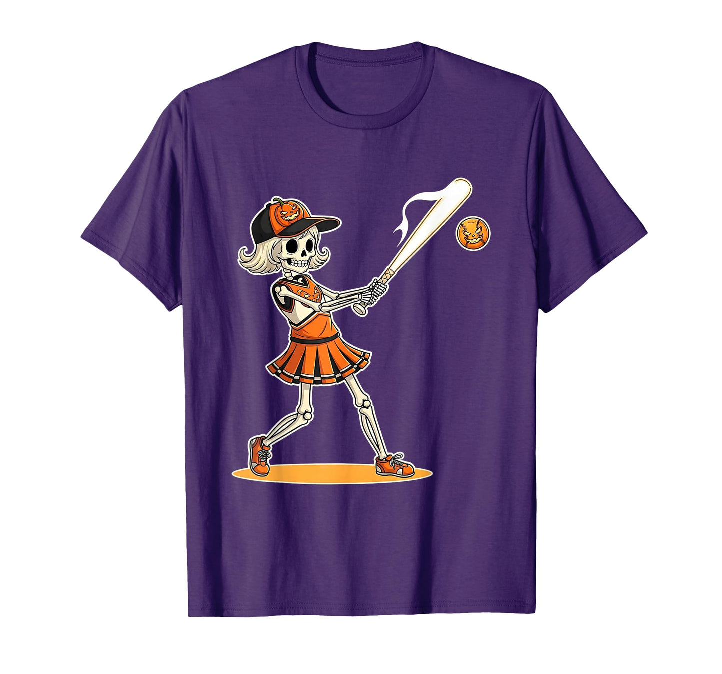 Spooky Softball Skeleton Halloween Sporty Costume Women T-Shirt