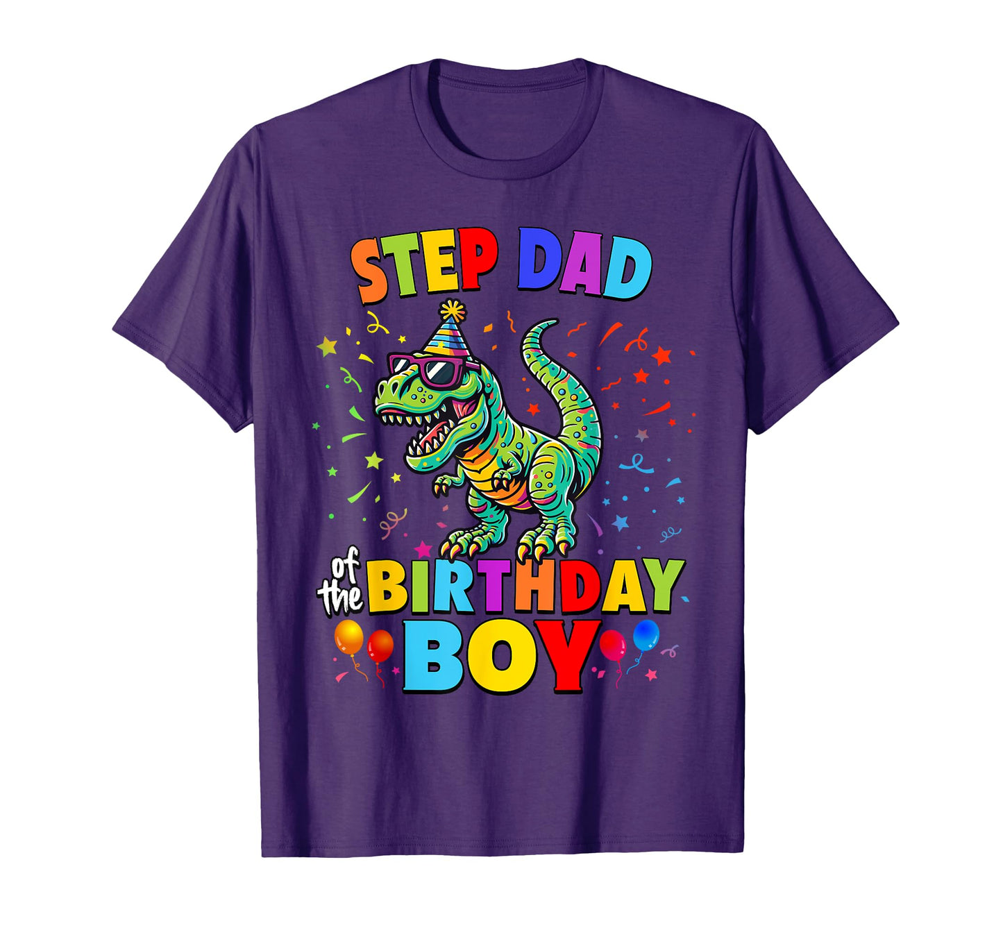 Step Dad of the Birthday Boy TRex Dinosaur Party T-Shirt