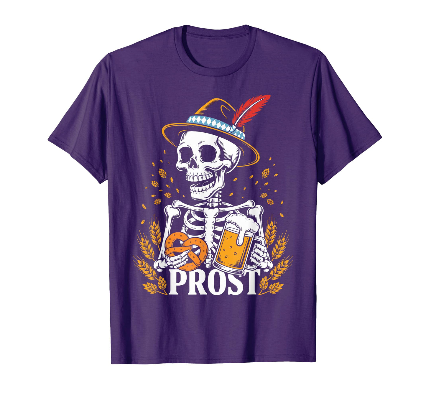 Skeleton Prost Bavarian Halloween Munich German Oktoberfest T-Shirt