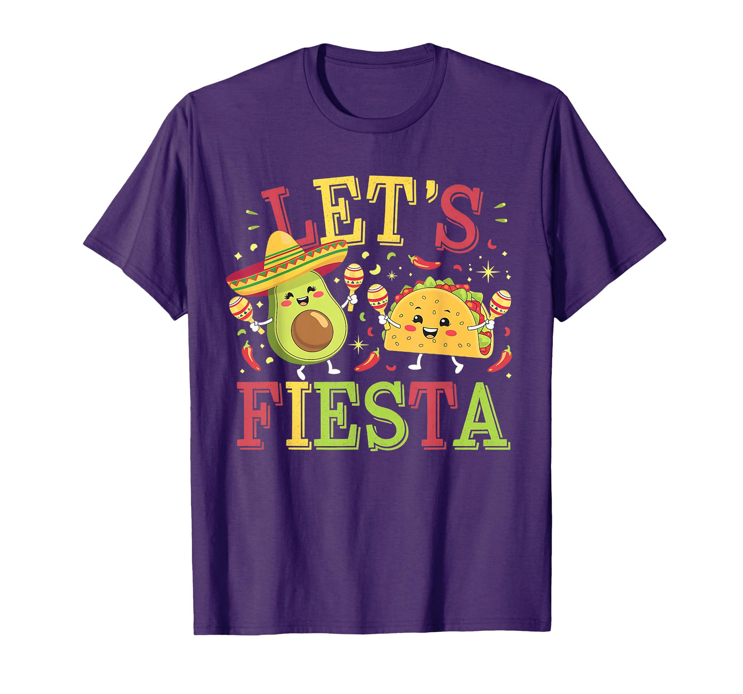 Cinco De Mayo Let's Fiesta Funny Avocado And Tacos T-Shirt
