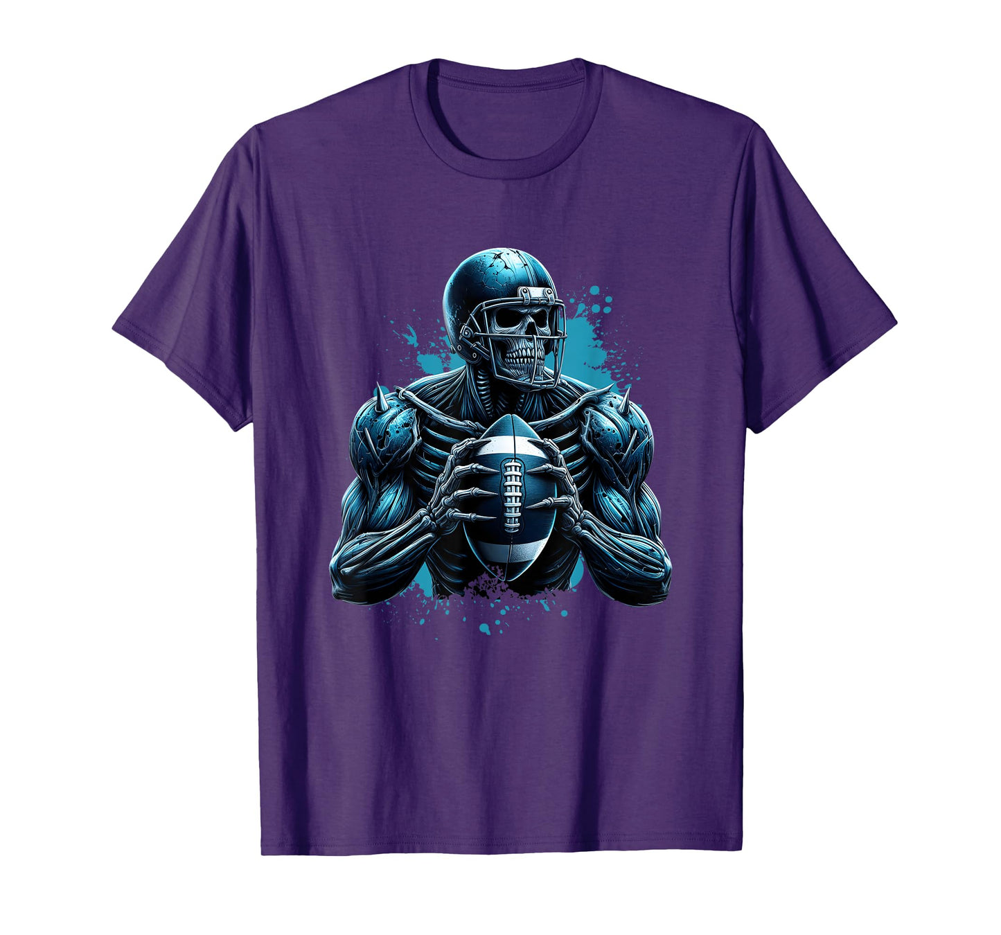 Muscular Skeleton Football Player Spiked Armor Halloween T-Shirt