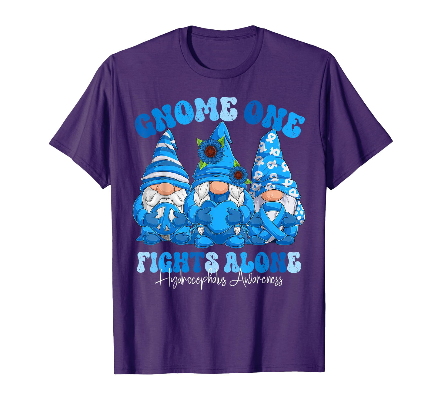 Hydrocephalus Awareness Month Blue Ribbon Gnomies T-Shirt