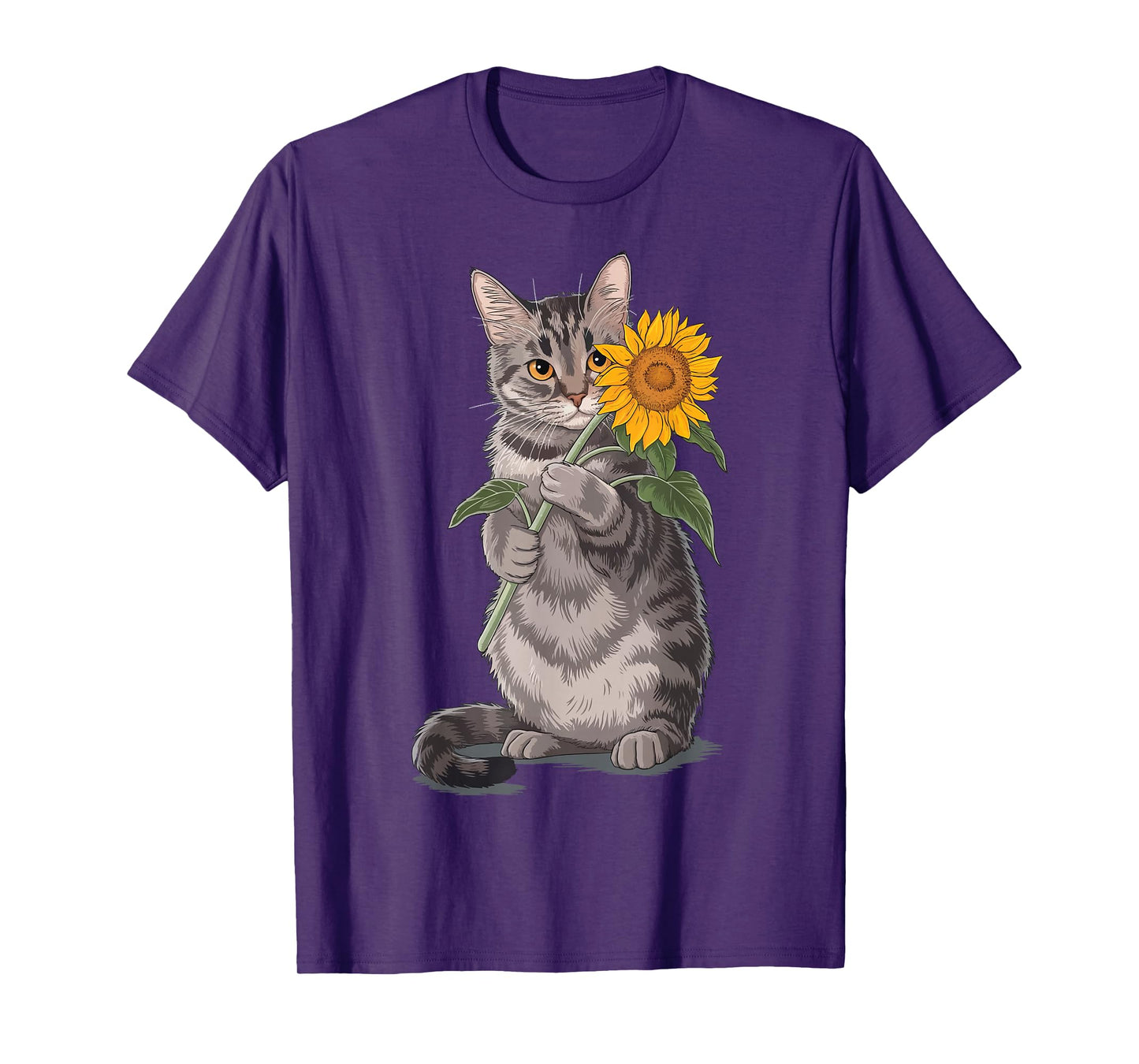 Cat Holding Sunflower T-Shirt