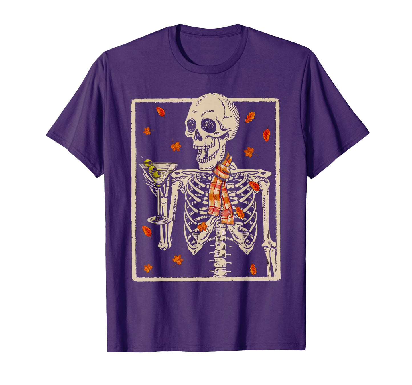 Funny Skeleton Drink Martini Fall Spooky Halloween Costume T-Shirt