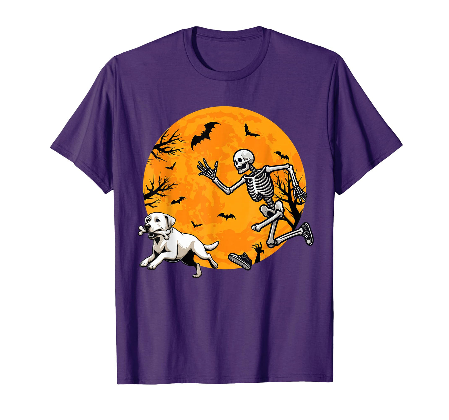 Halloween Dog Skeleton Chasing Dog Halloween Labrador T-Shirt