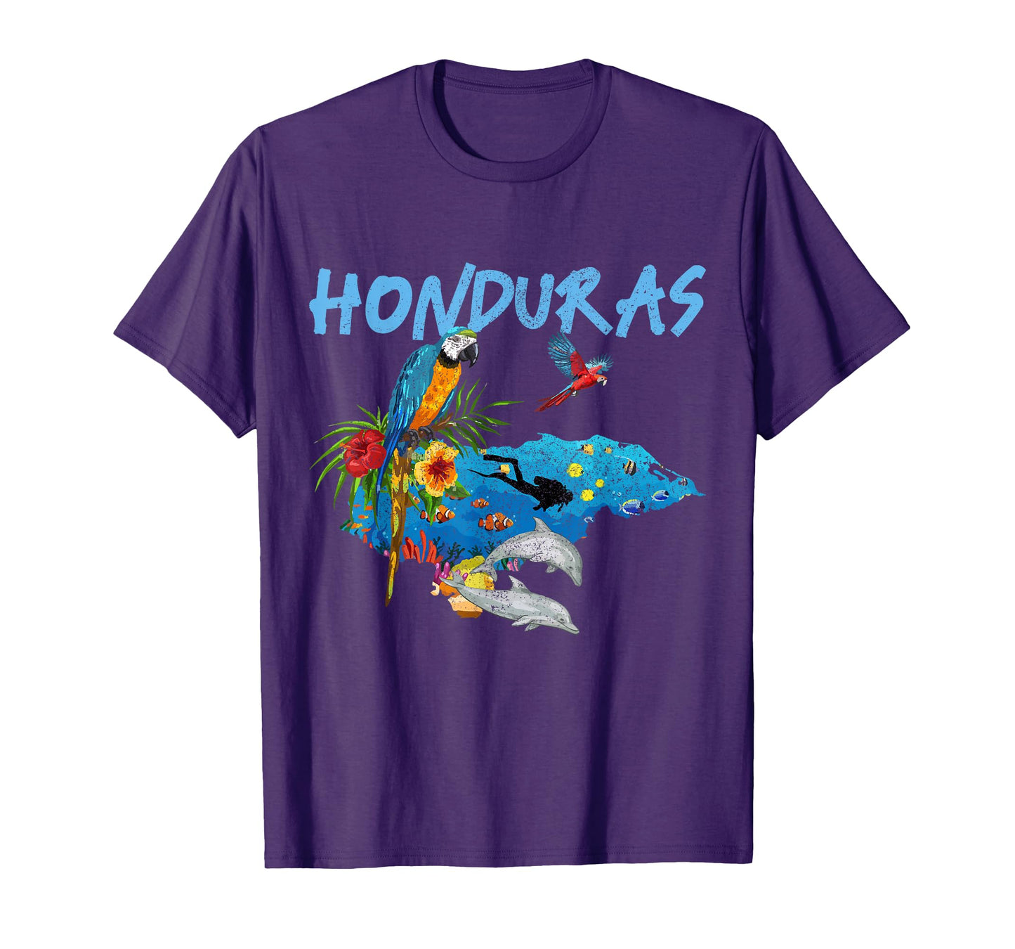 Honduras Map Nature Parrot Diving Souvenir Pride T-Shirt