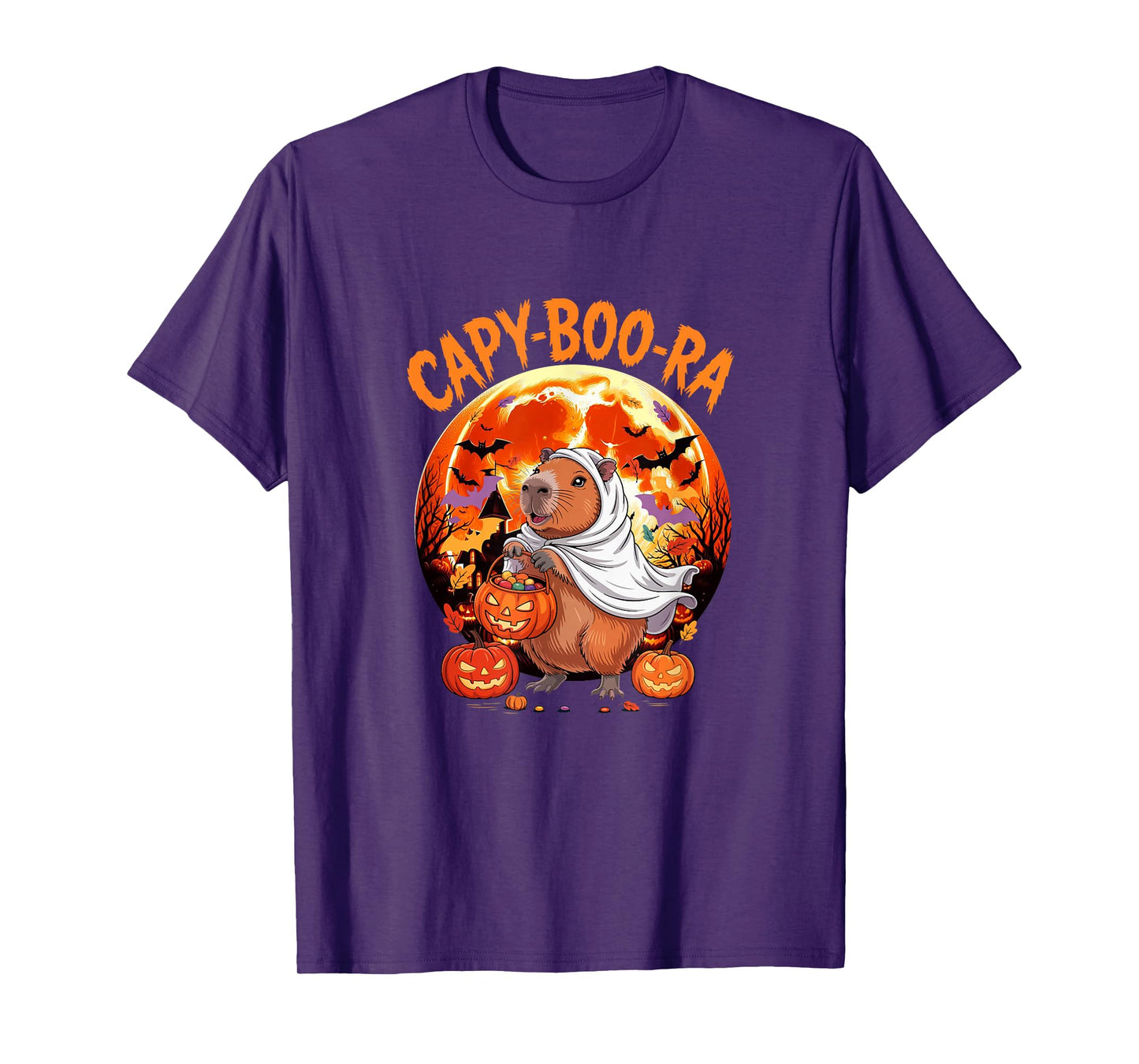 Capy-Boo-ra Halloween Moon Costume Capybara Cosplay Boo T-Shirt