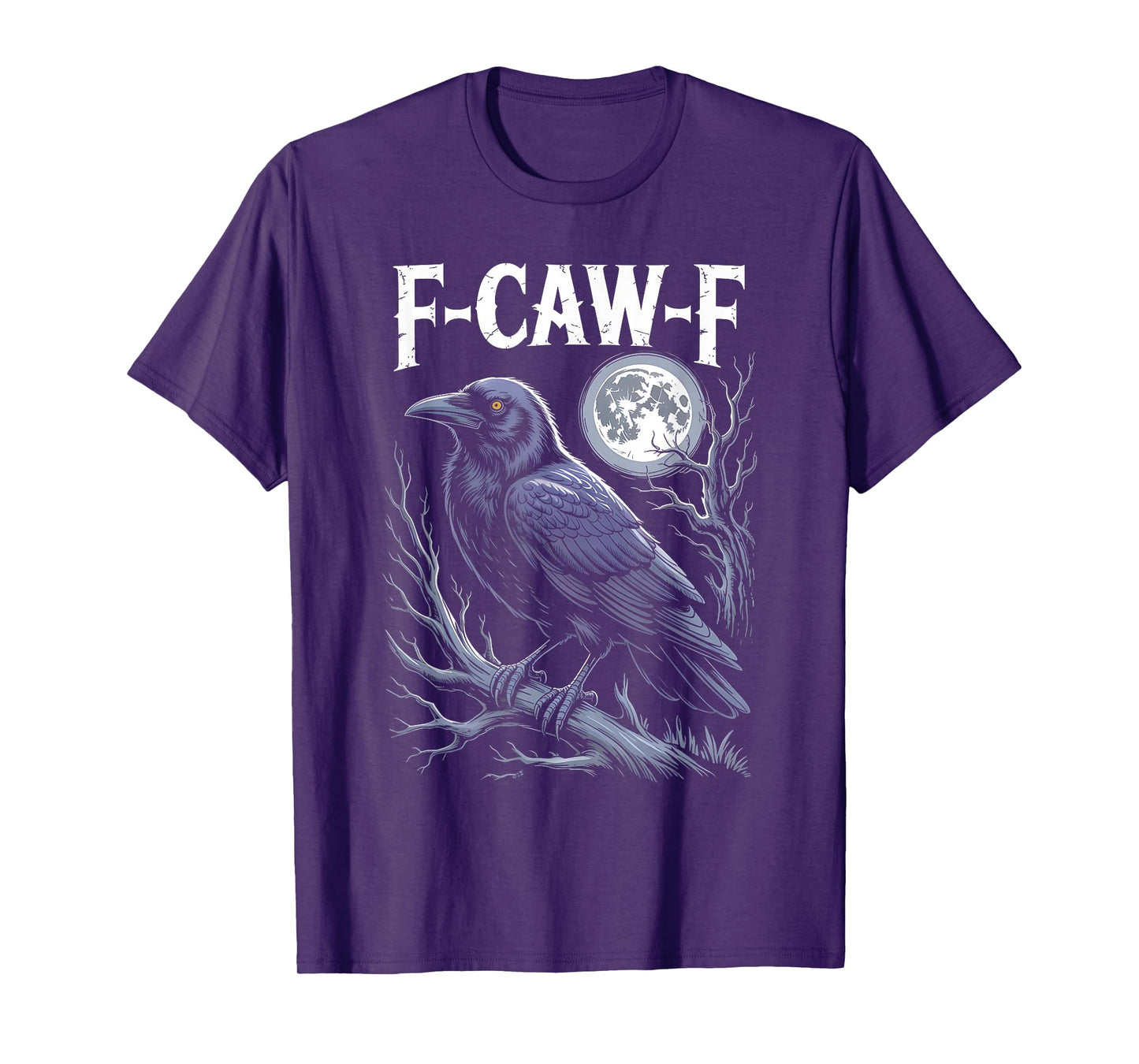 Funny F-Caw-F Crow Gothic Moon Humor Halloween T-Shirt