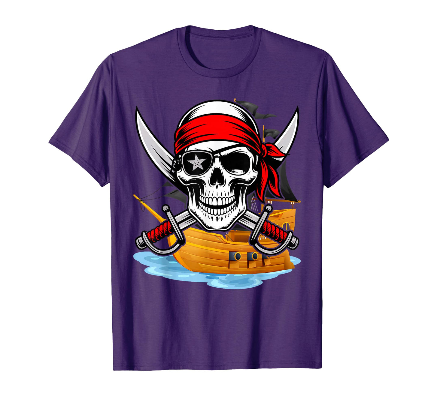 Pirate Flag Skull and Crossbones Skeleton Graphic Halloween T-Shirt