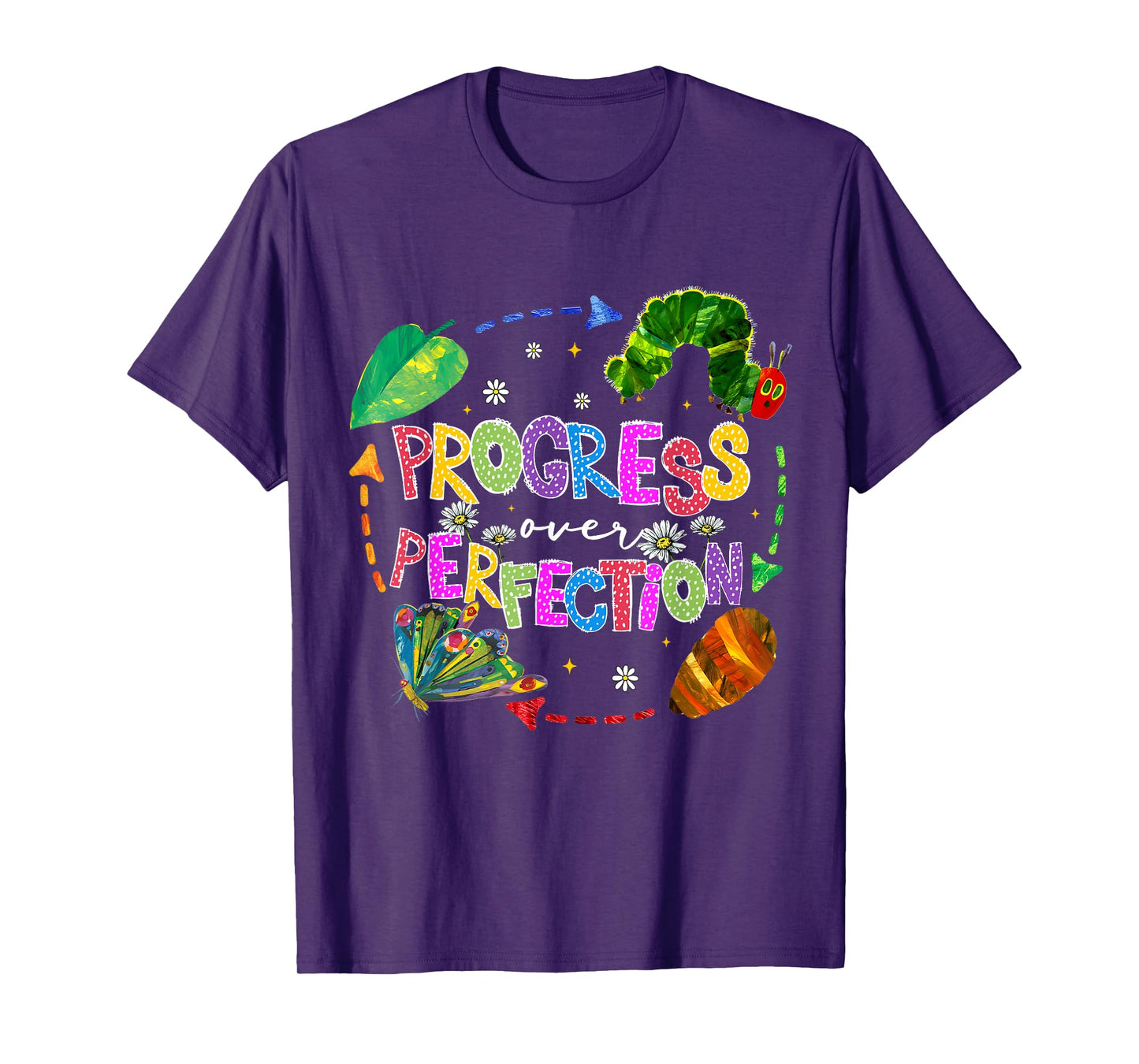 Progress Over Perfection Caterpillar Teacher Back To School T-Shirt