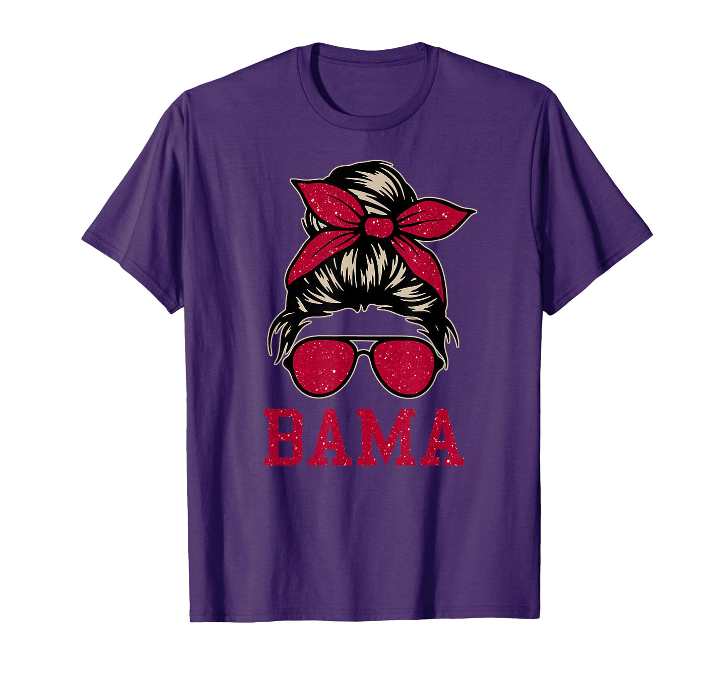 BAMA Women Girl Mom Messy Bun Hair. T-Shirt