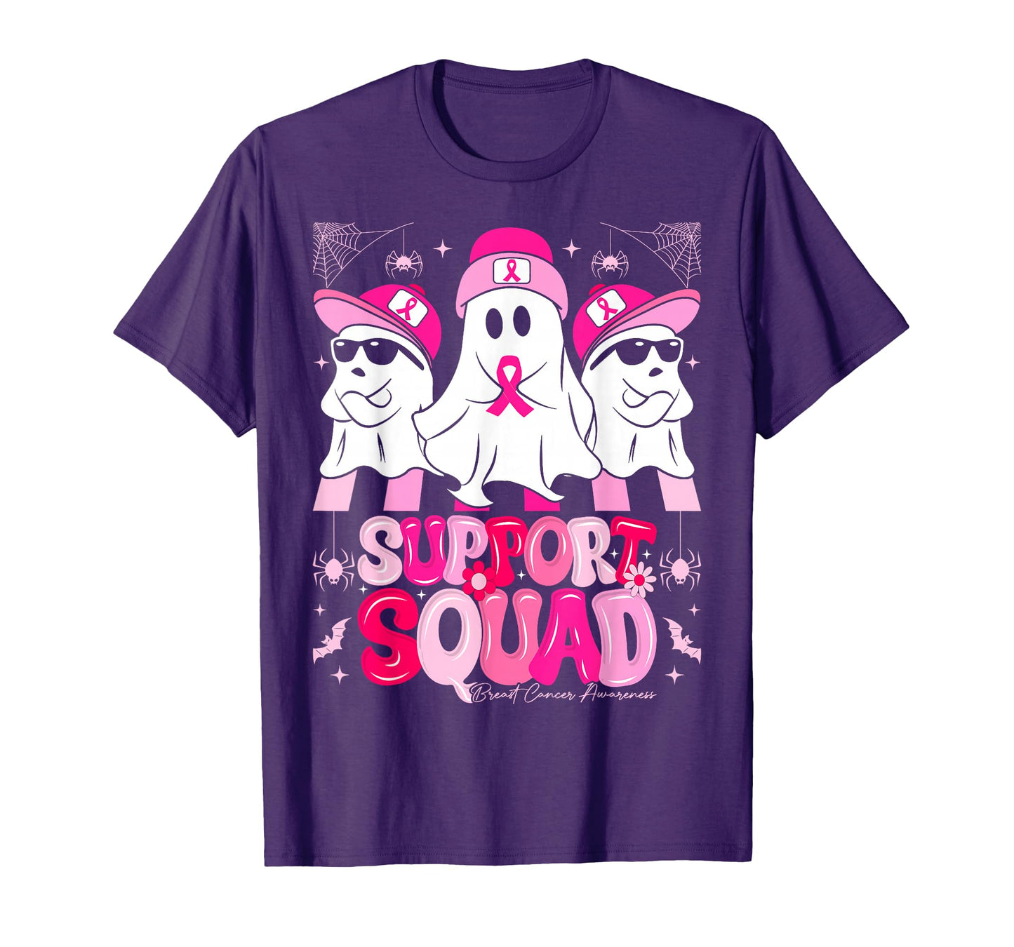 Support Squad Breast Cancer Awareness Ghost Halloween Boys T-Shirt