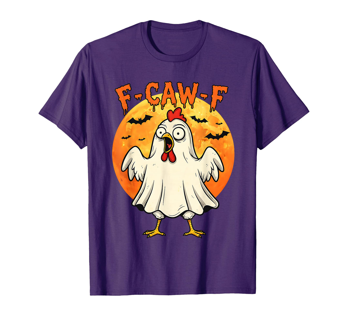 Halloween F-Caw-F Rooster Meme Funny Ghost Chicken F'CAW-F T-Shirt