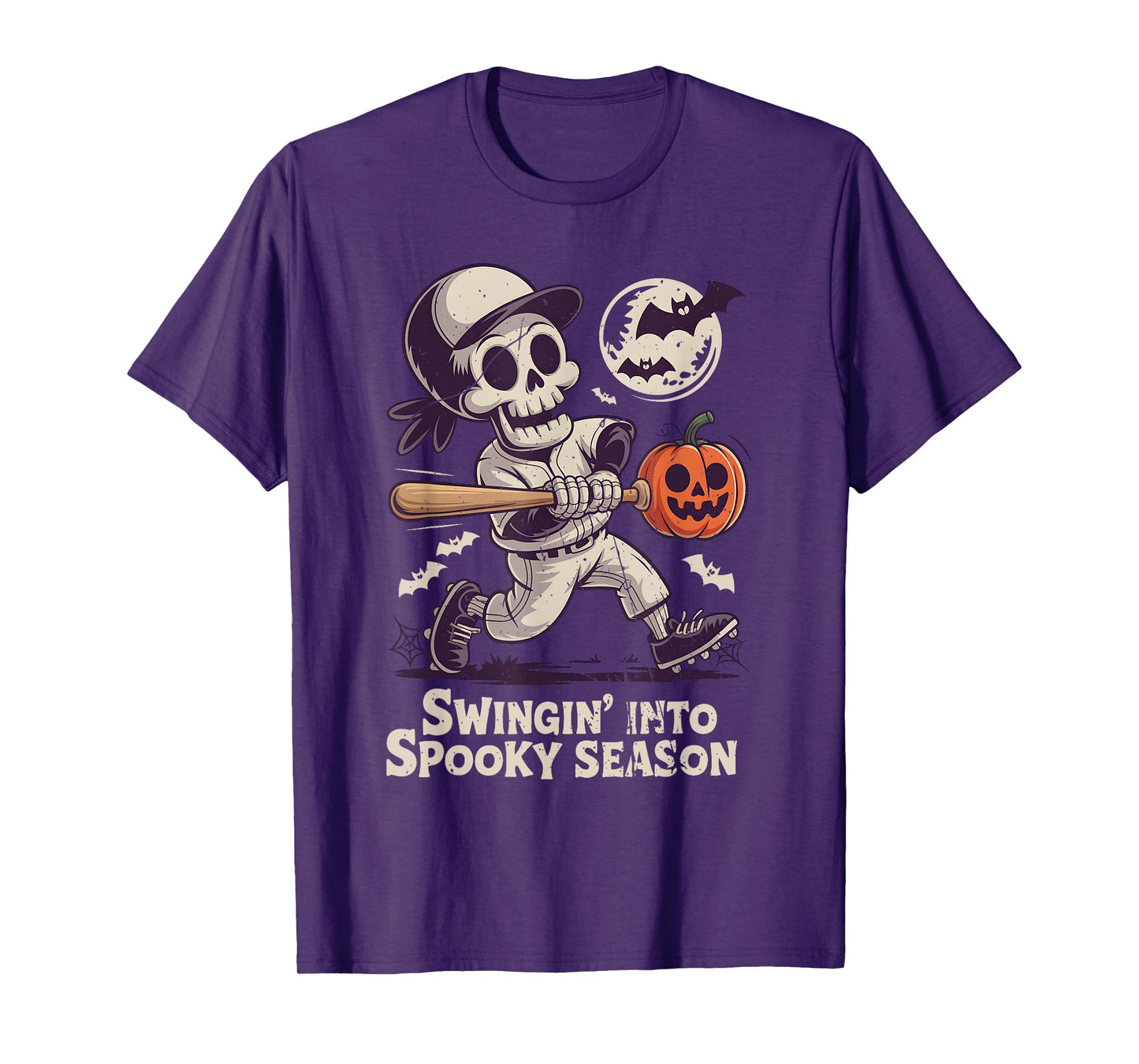 Halloween Skeleton Baseball Spooky Season Men Boys Kids T-Shirt