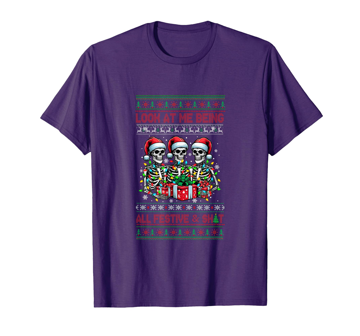 Being All Festive Xmas Sweater Bad Felling Santa Skeletons T-Shirt