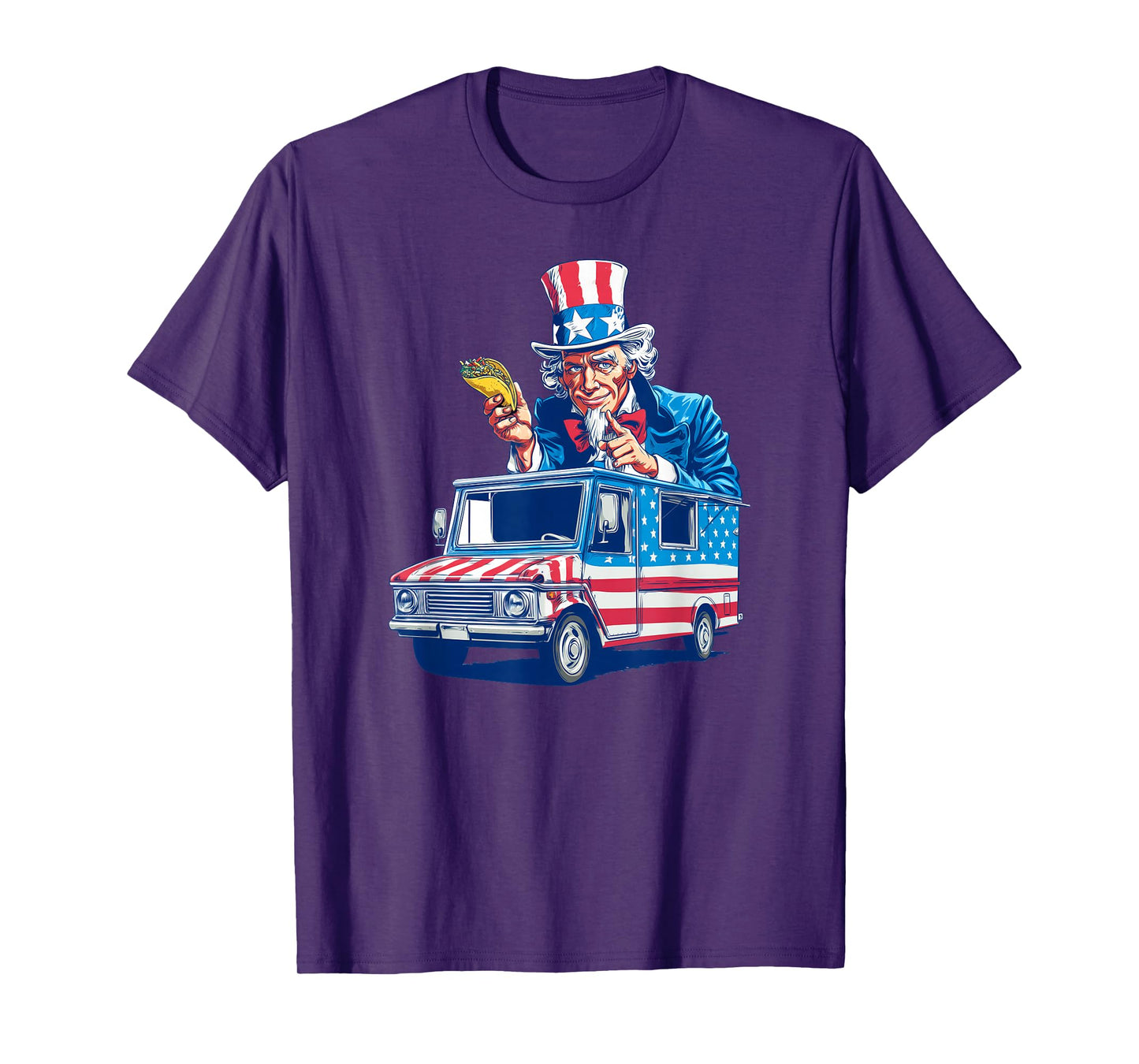 Cool Taco Truck with Sam for Patriotic Vehicles Lovers T-Shirt