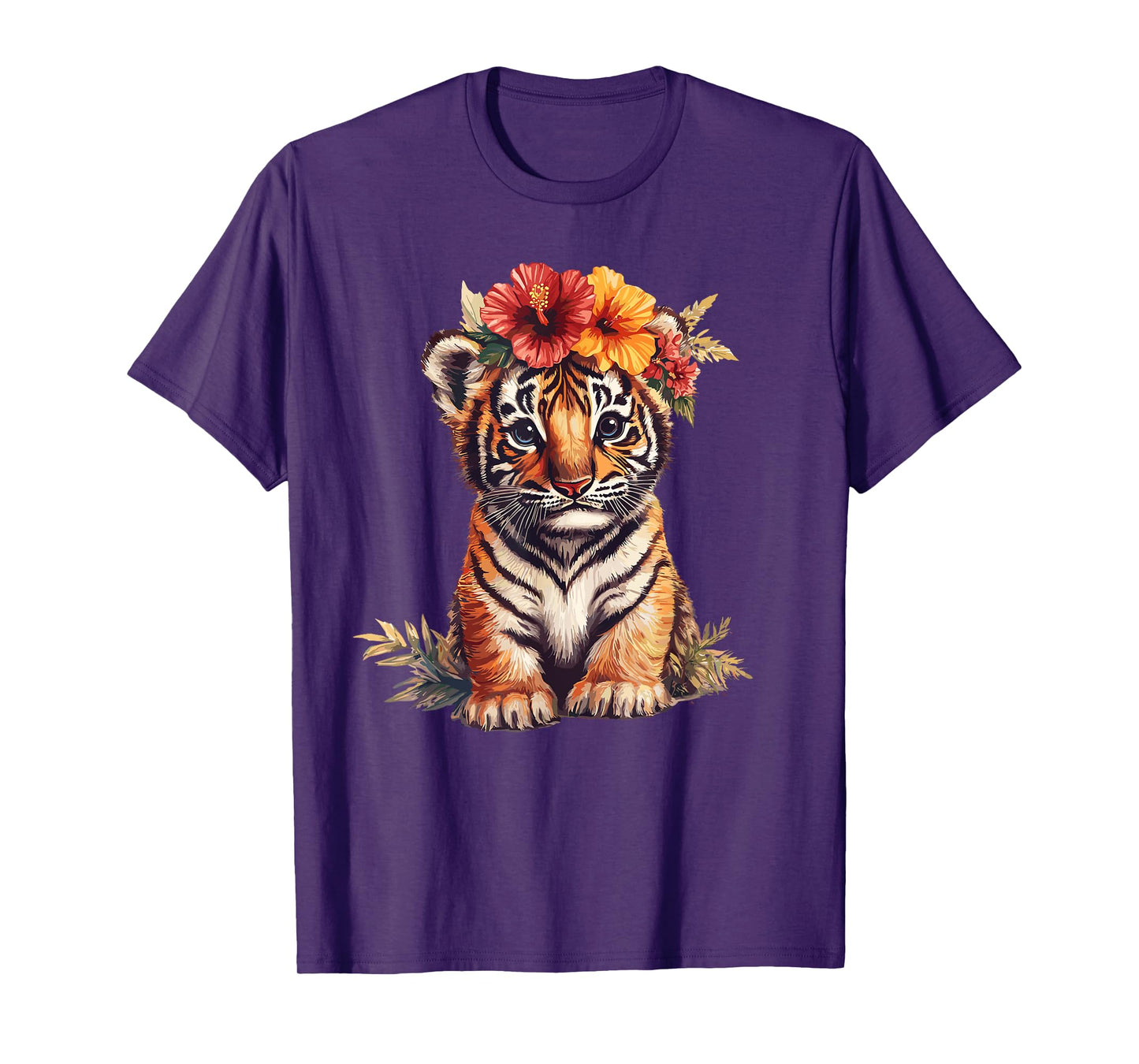 Cute Tiger Cub With Floral Crown T-Shirt