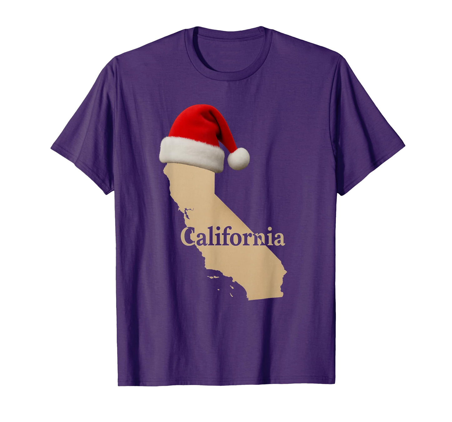 California Map Santa Hat Funny Christmas Holiday T-Shirt