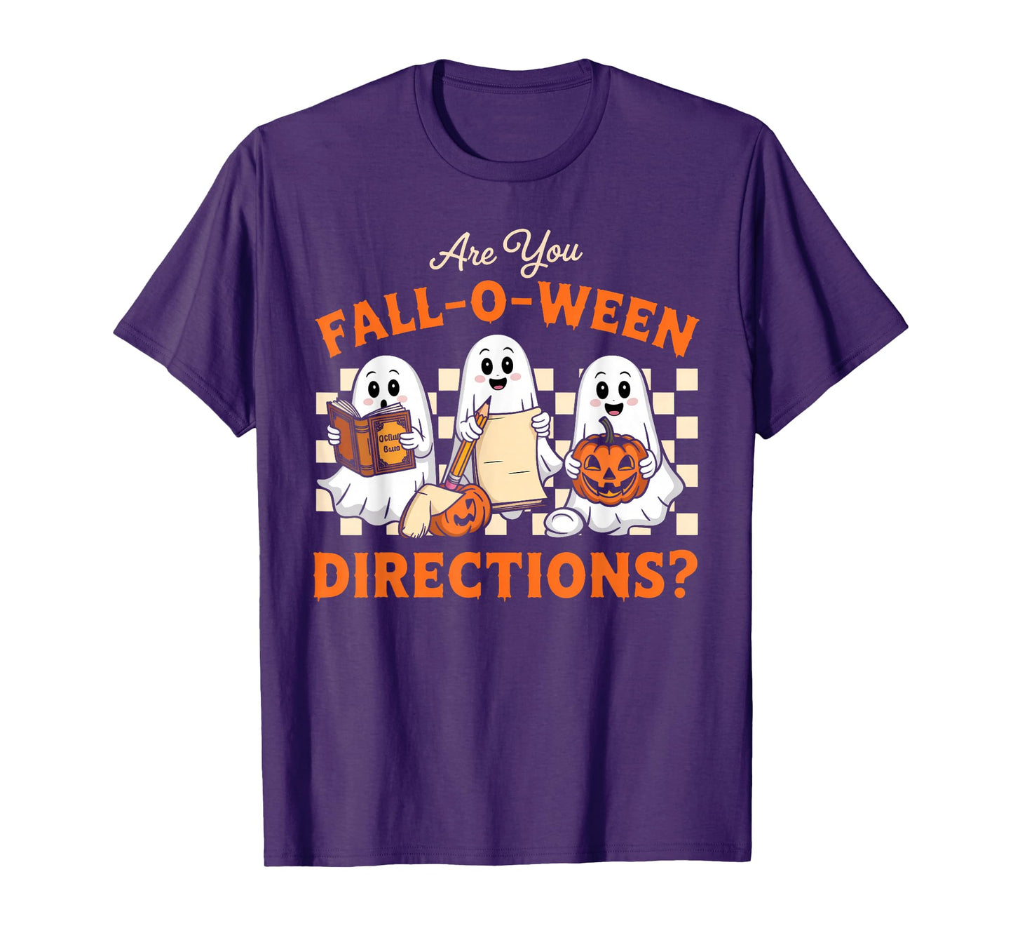Retro are You Fall O Ween Directions Teacher Halloween Ghost T-Shirt