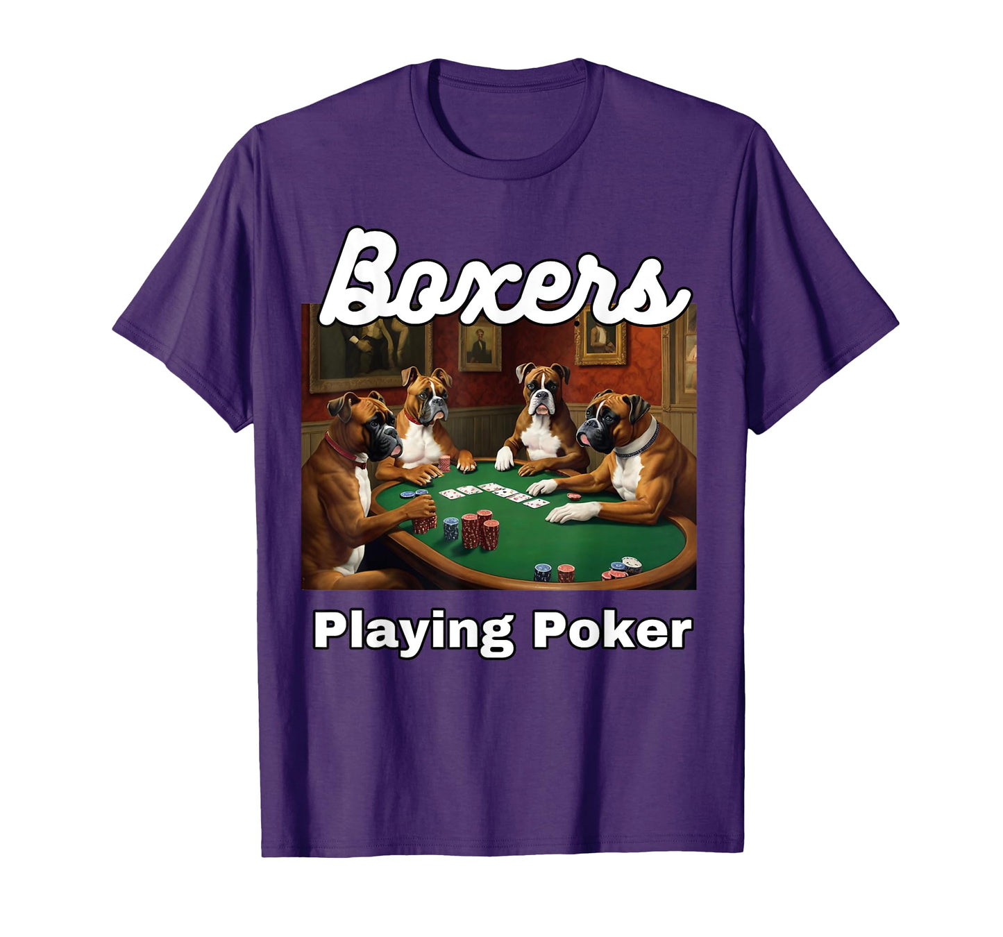 Dogs Playing Poker Boxers Dog Boxer Card Game Cards T-Shirt for Men Women Kids