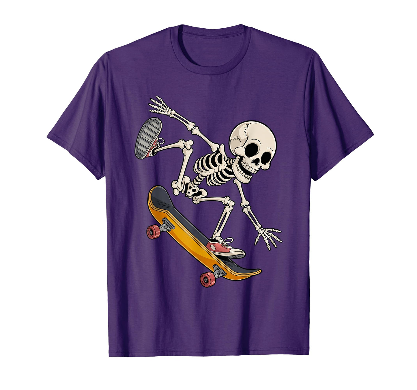 Halloween Skull Skeleton Skateboarding Spooky Trick or Treat T-Shirt