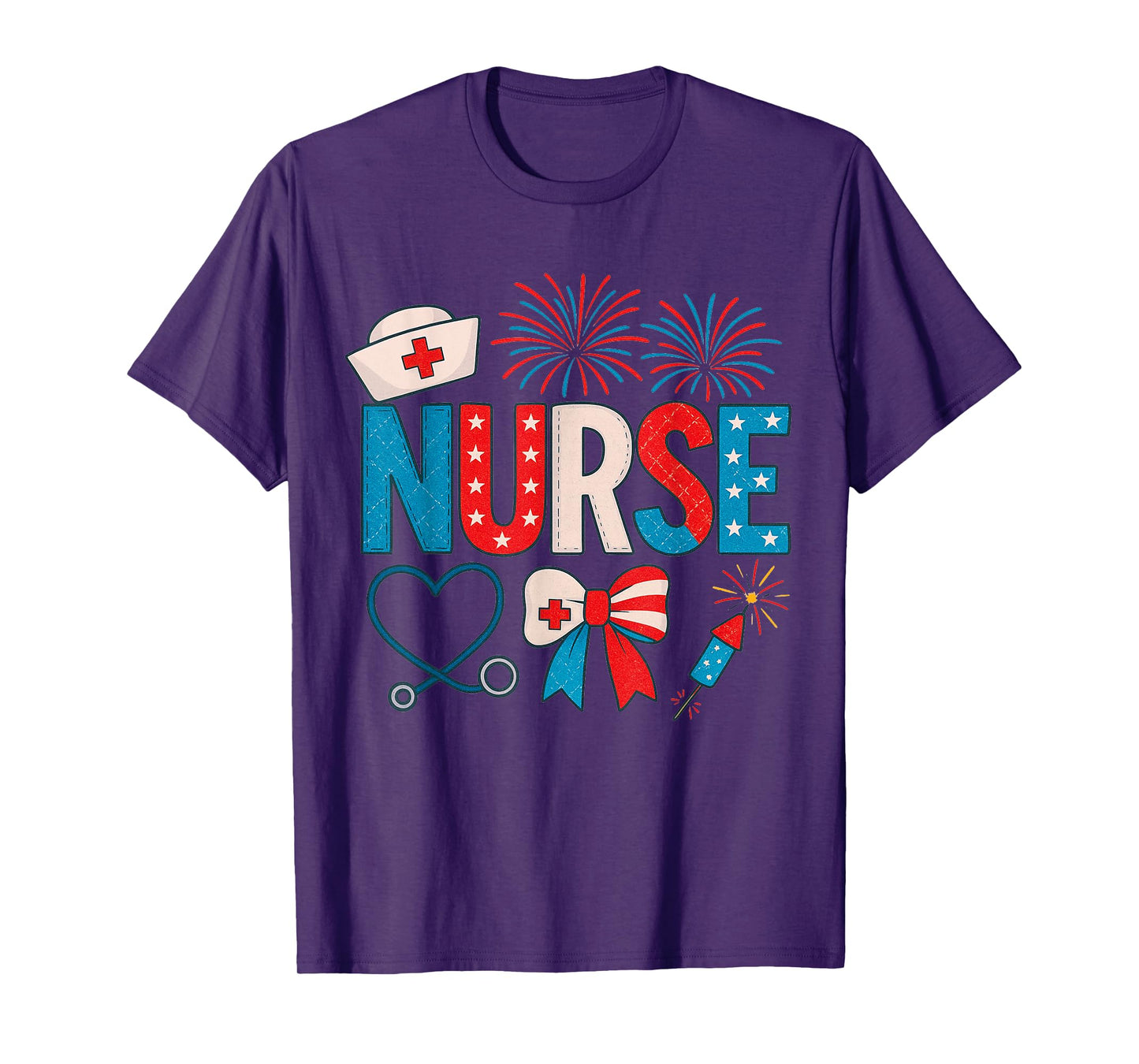 4th July Nurse Coquette Red, White and Blue Independence Day T-Shirt