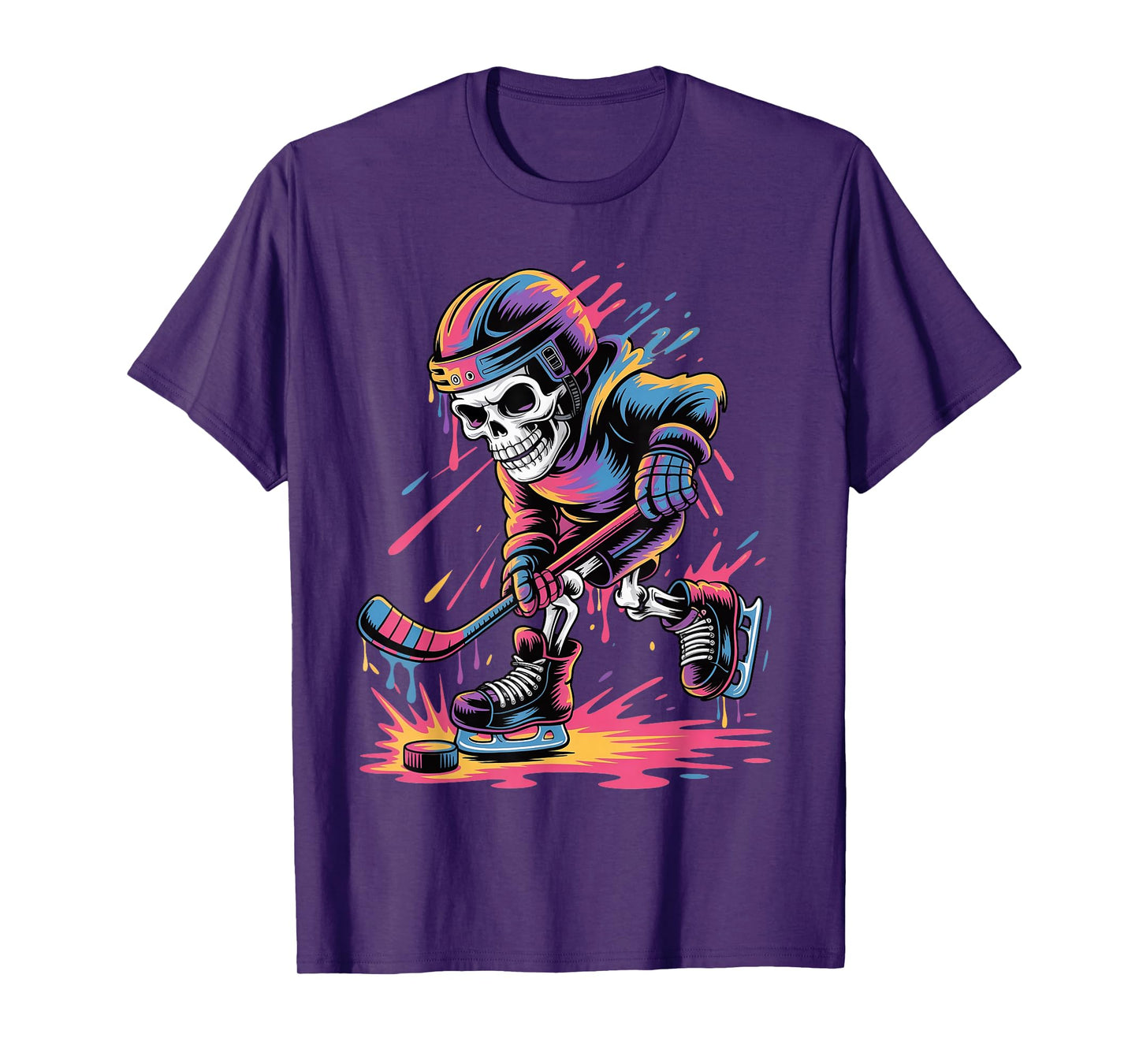 Halloween Skeleton Hockey Drip for Boy Youth Dripping Hockey T-Shirt