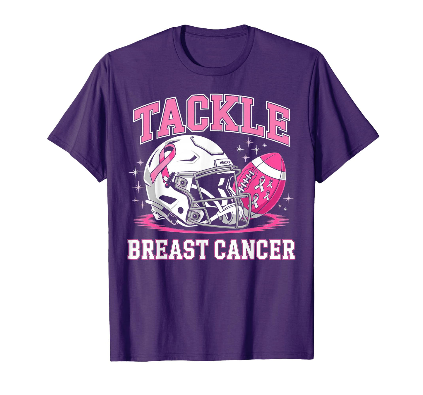 Tackle Breast Cancer Awareness American Football Pink Ribbon T-Shirt