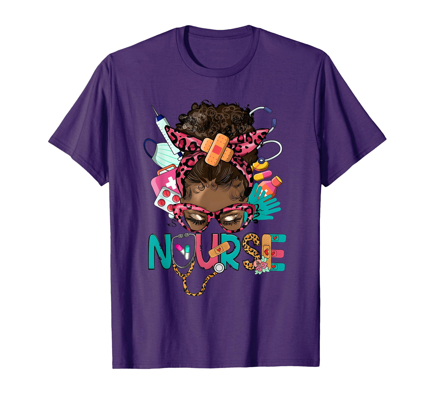 Black Melanin Nurse Black History Month Afro Hair T-Shirt