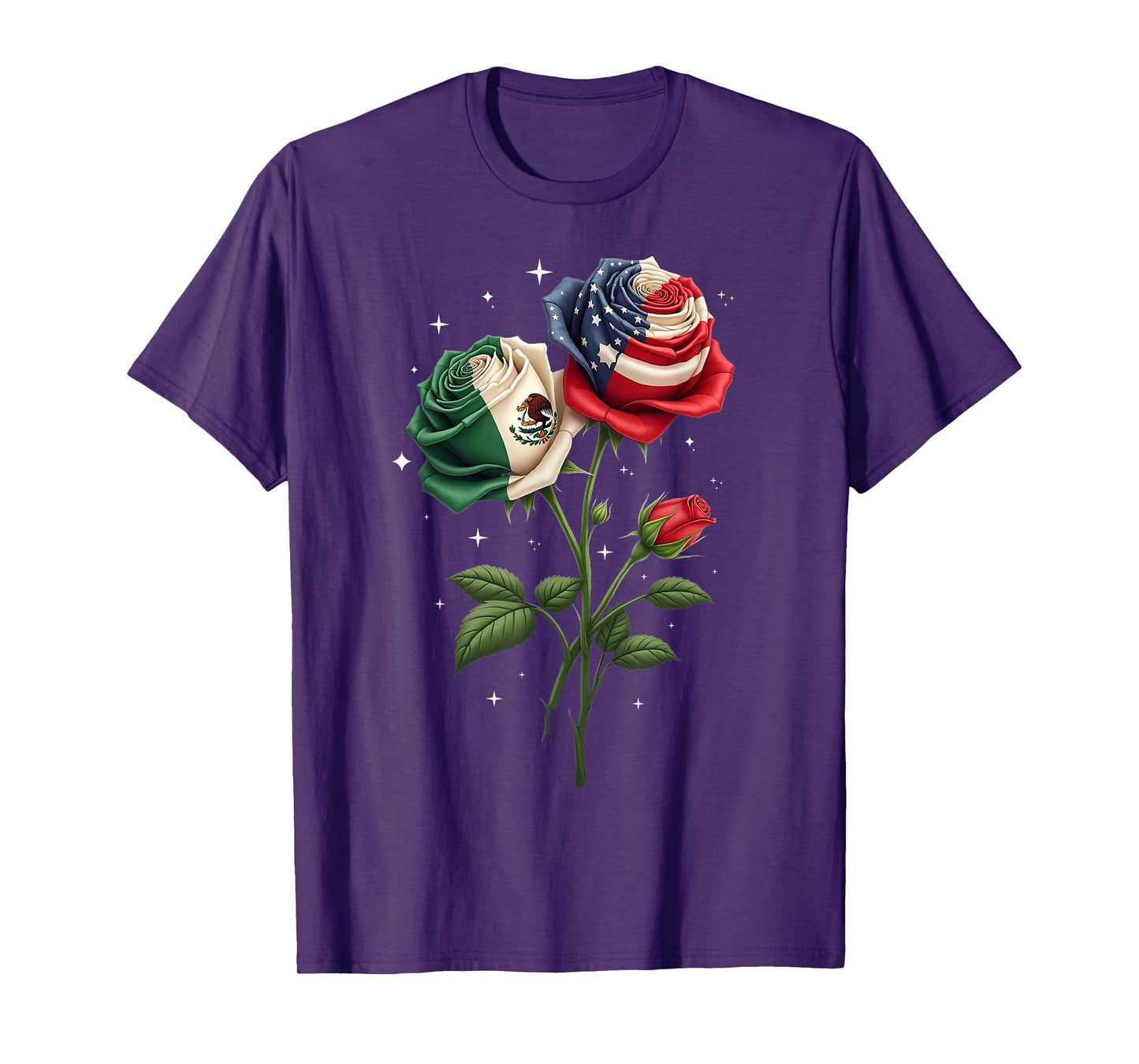 Mexico USA Flag Rose Mexican American Heritage Women T-Shirt