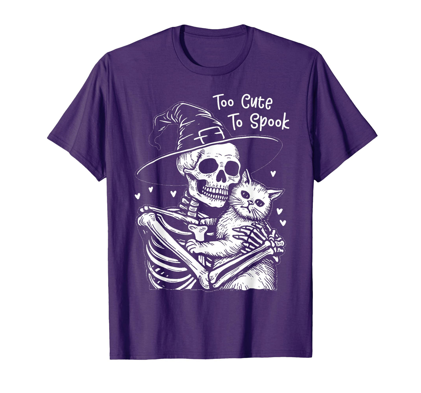 Too Cute to Spook Pet Funny Cat Halloween Spooky Skeleton T-Shirt