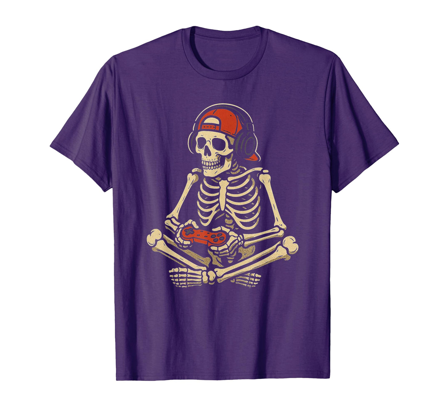 Retro Halloween Skeleton Gamer Video Gaming Boys Men Kids T-Shirt