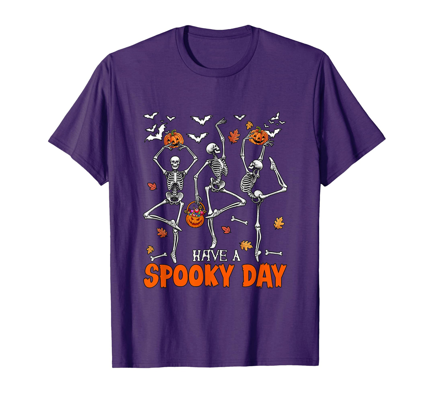 Have A Spooky Halloween Day Three Funny Skeletons Dancing T-Shirt