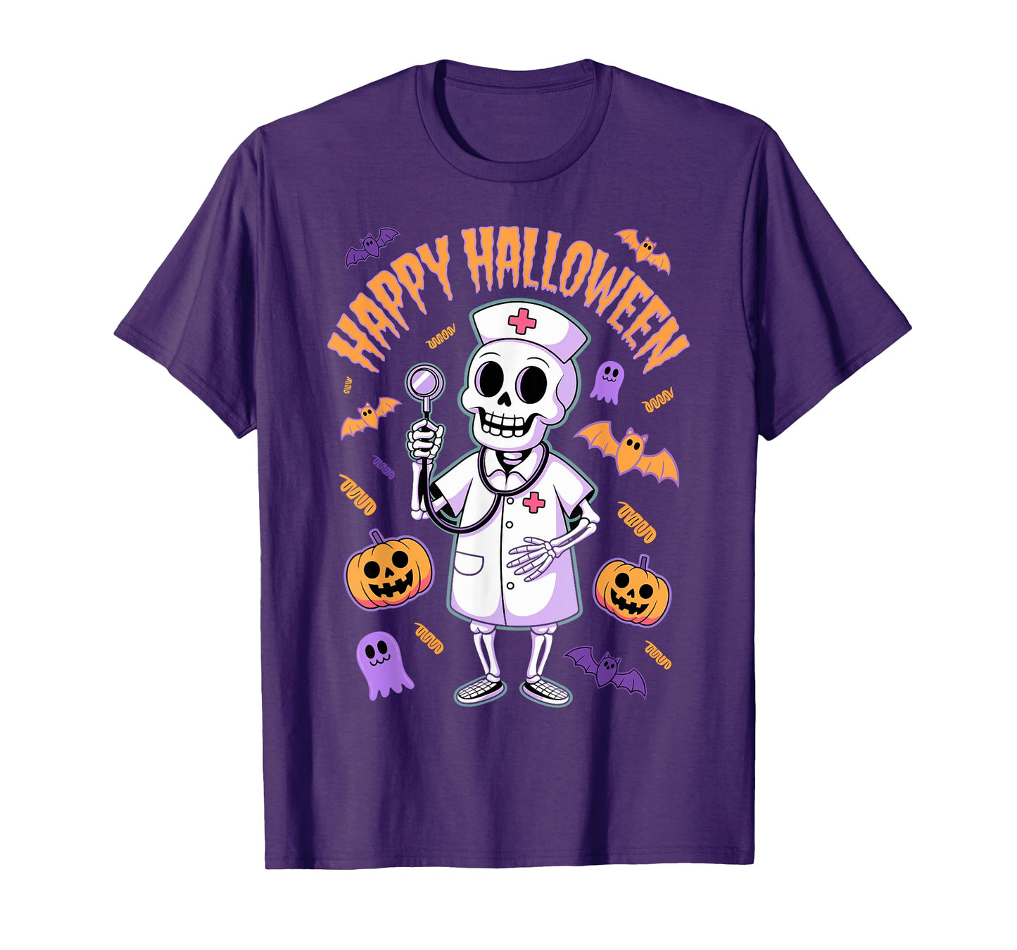 Halloween Nurse Skeleton Happy Halloween T-Shirt