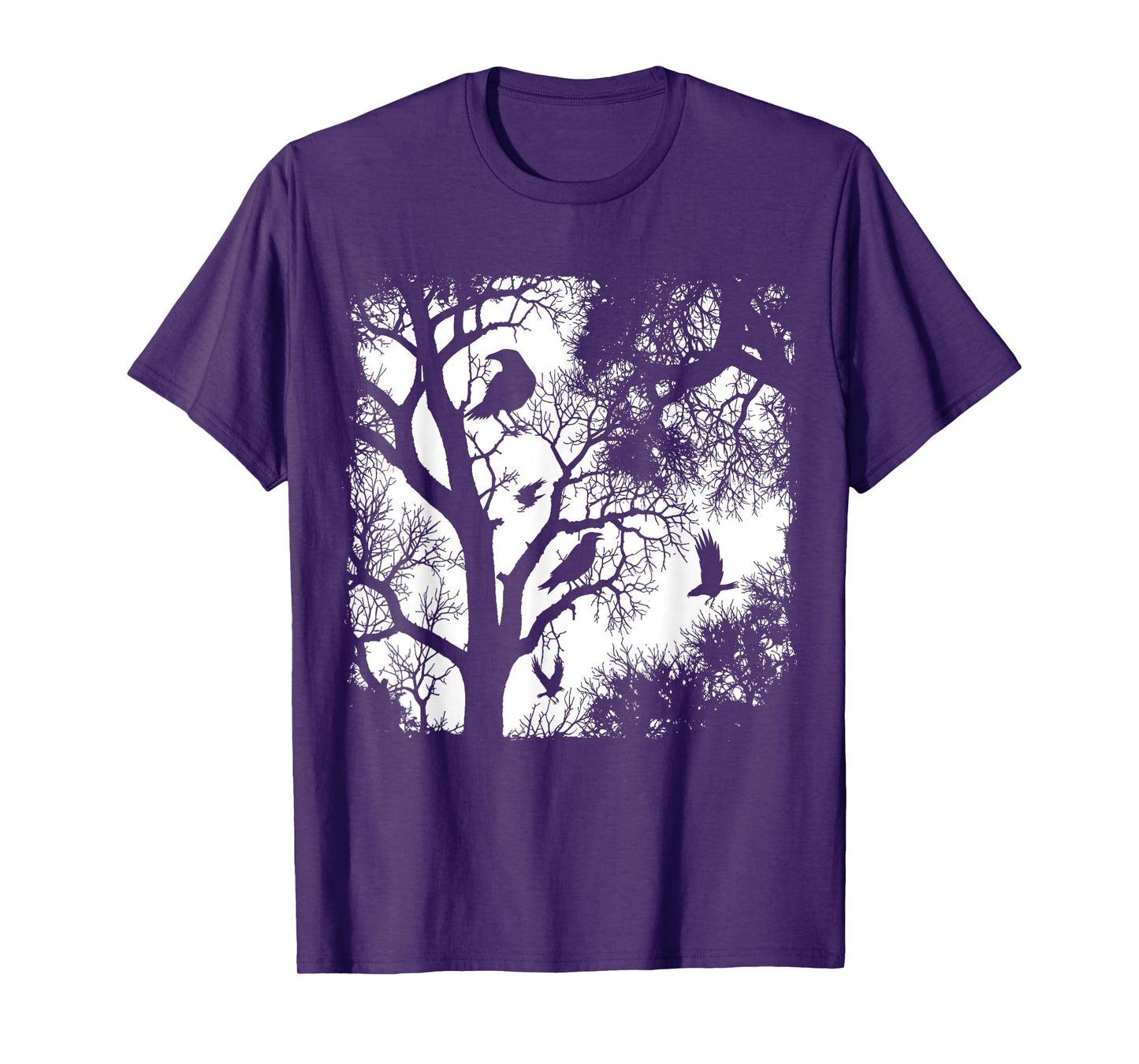 Gothic Raven F Caw F Tree Halloween Dark Forest Aesthetic T-Shirt