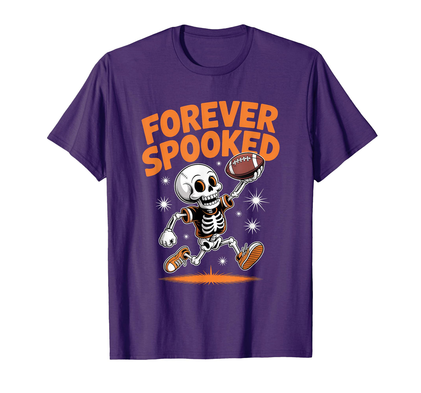 Halloween Skeleton Football Forever Spooked Tee T-Shirt