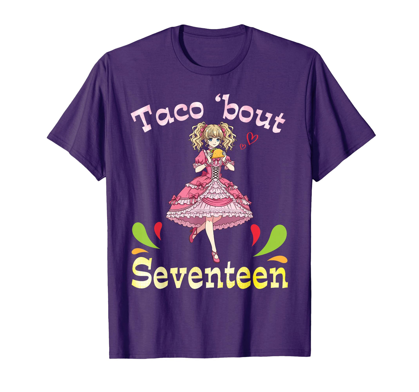Cute Girl and Tacos I Taco Bout Seventeen Years Old Birthday T-Shirt