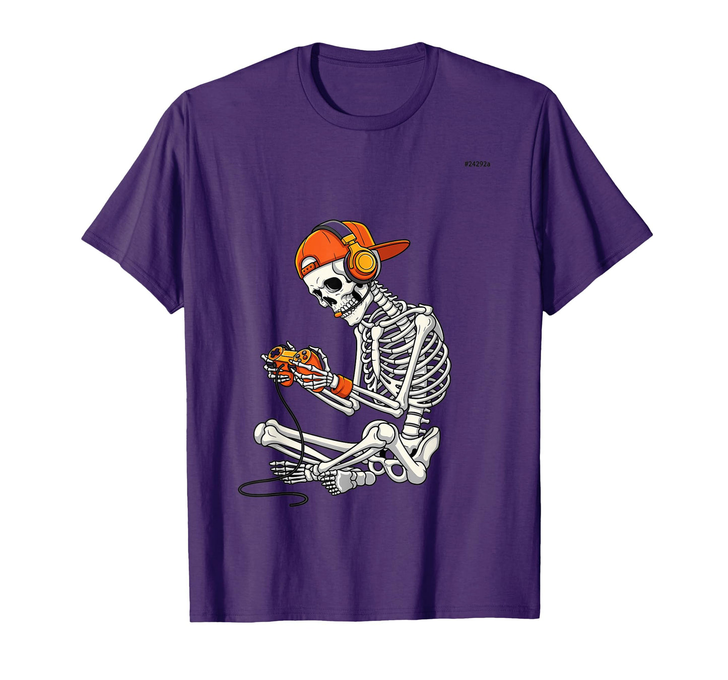 Gamer Skeleton Halloween Backwards Hat Controller Spooky T-Shirt