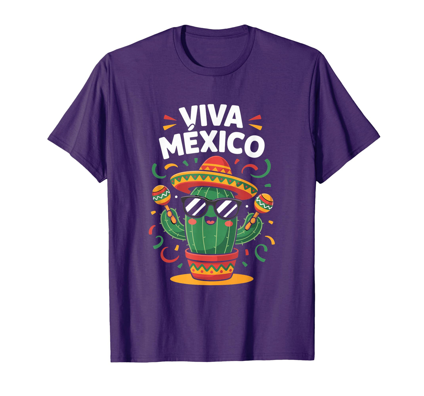 Viva Mexico Cactus Sombrero Maracas Fiesta Vibes T-Shirt