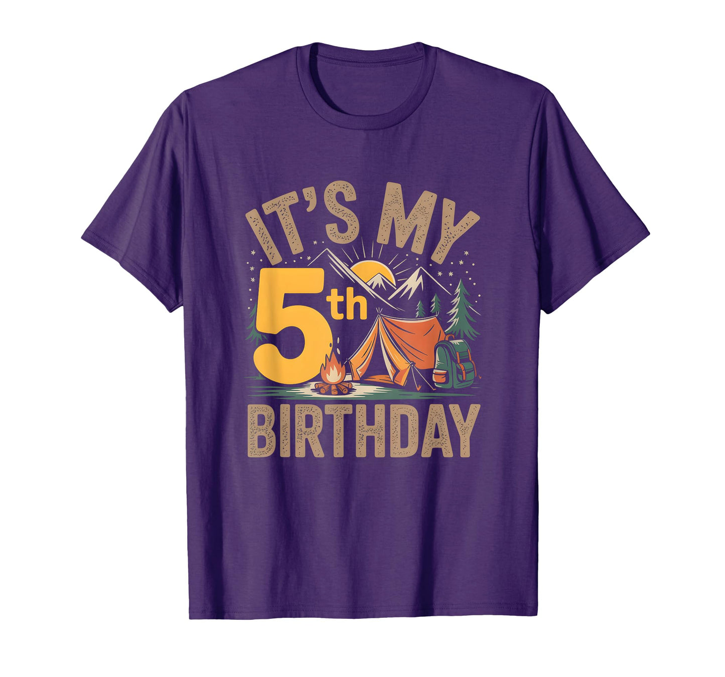 Happy Camper 5th Birthday Camping Adventure Party Kid T-Shirt