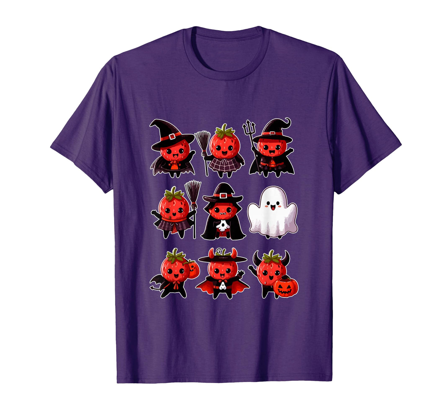 Group Strawberries Cosplay Witch Boo Ghosts Halloween Vegan T-Shirt