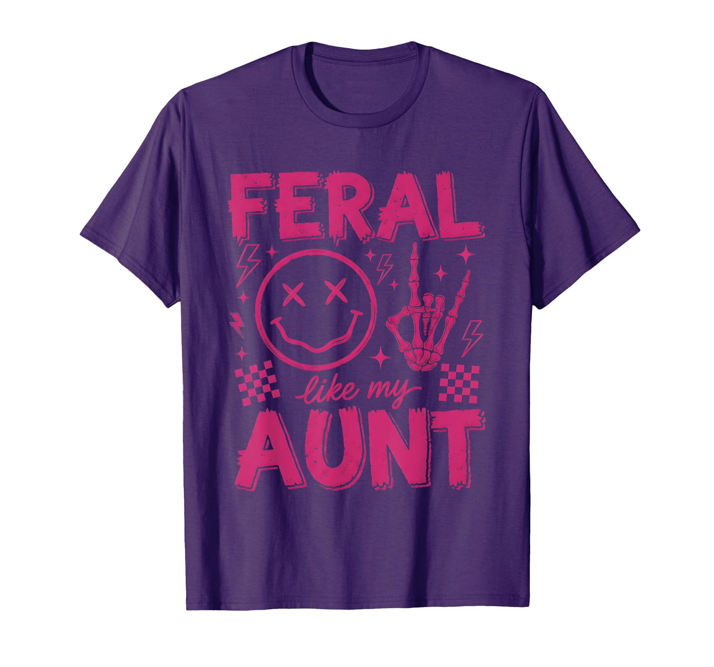 Feral Like My Aunt Funny Skeleton Hands Retro T-Shirt