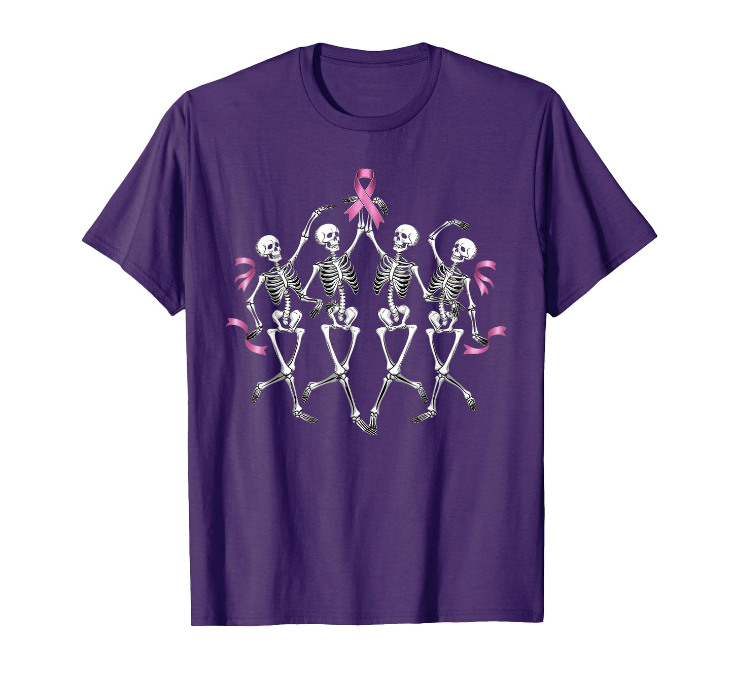 Breast Cancer Awareness Skeleton Dancing Pink Ribbon Costume T-Shirt