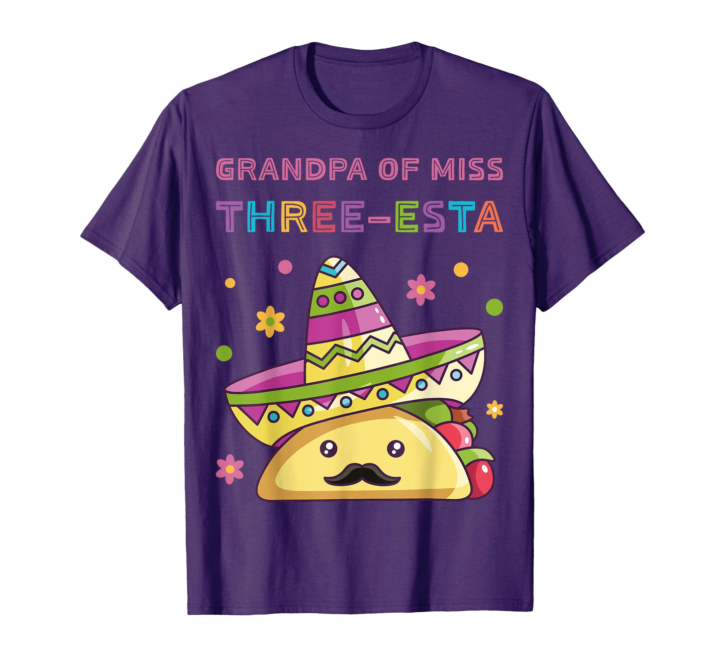 Grandpa of Miss Three-Esta Mexican Fiesta 3rd Birthday Party T-Shirt