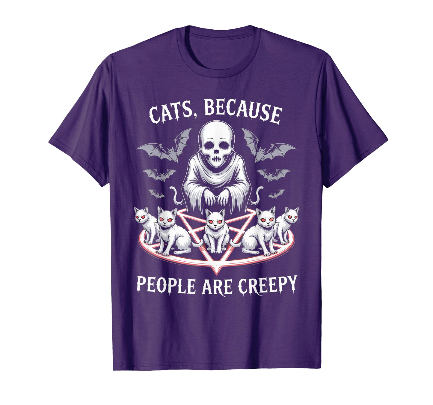 Cats Because People are Creepy Ghost Halloween Cat Mom Kids T-Shirt