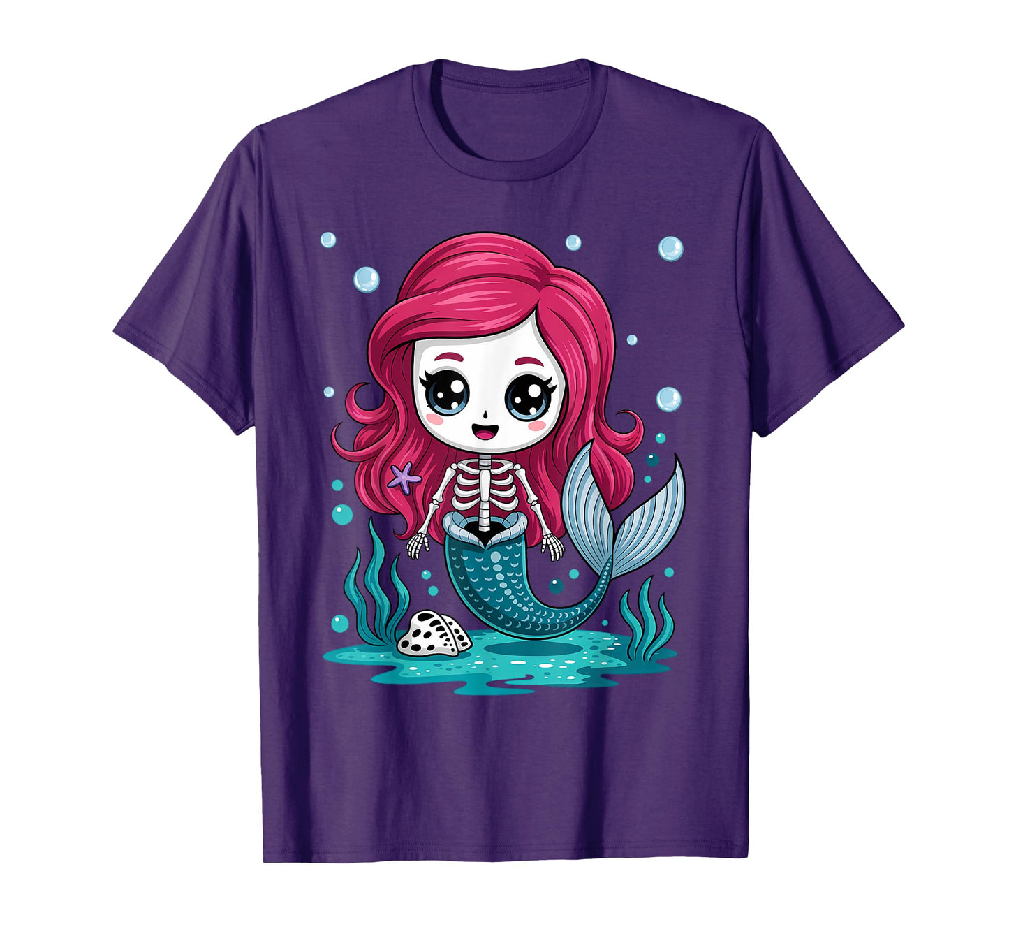 Cute Skeleton Mermaid Halloween T-Shirt