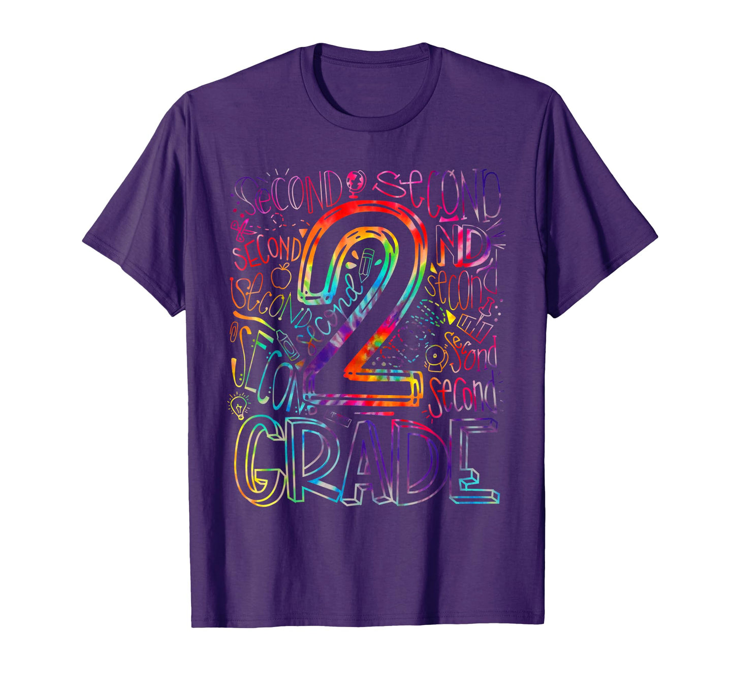 Tie Dye 2nd Grade Typography Team Second Grade Teacher Kids T-Shirt