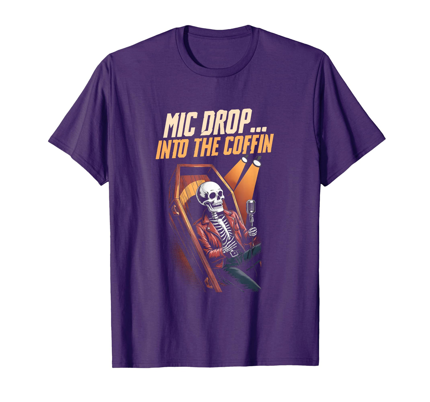 Mic Drop Into The Coffin Funny Skeleton Comedy Night Lover T-Shirt
