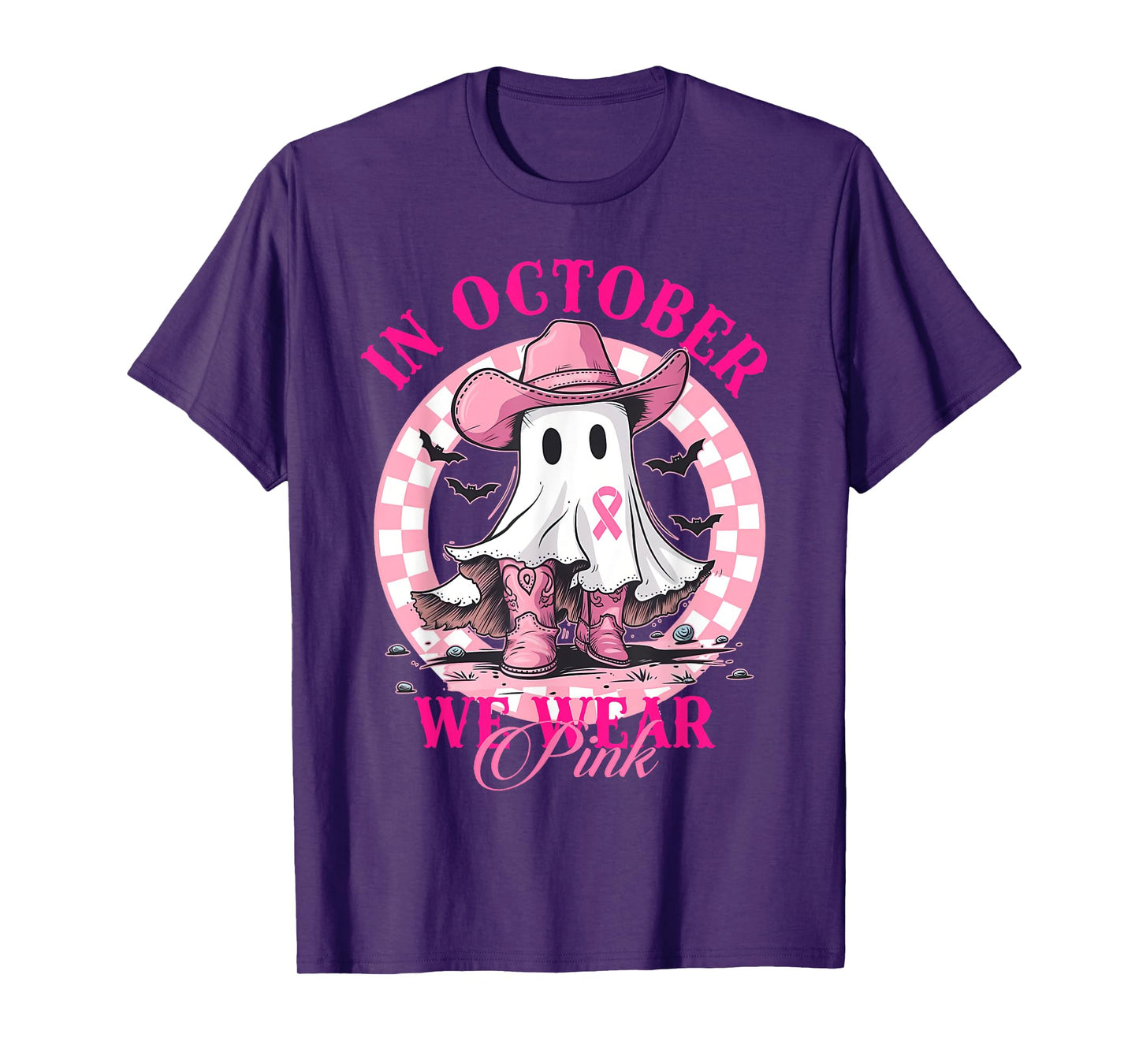 In October We Wear Pink Breast Cancer Awareness Halloween T-Shirt