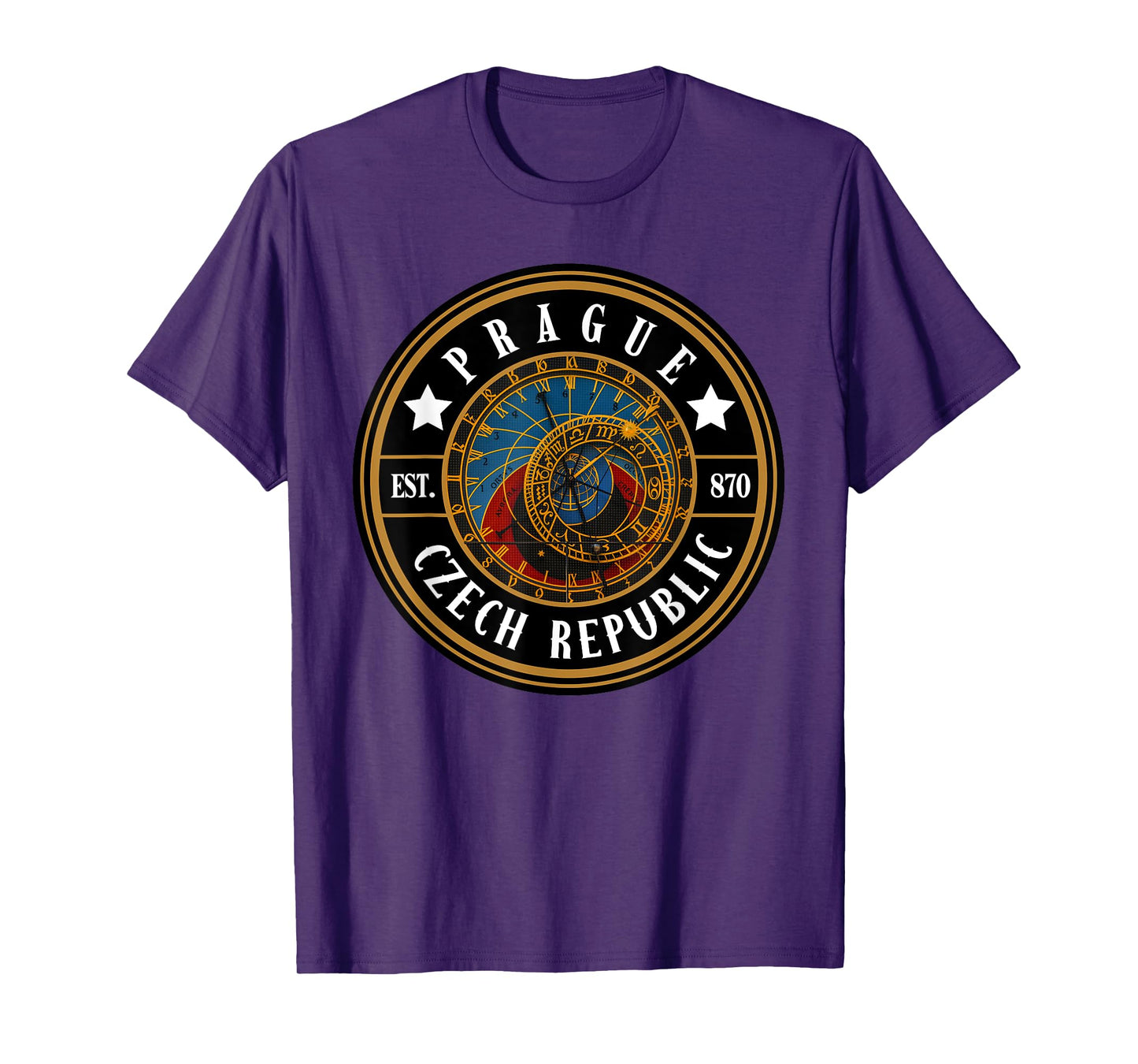 Prague Souvenir Store Retro Astronomical Clock Prague T-Shirt